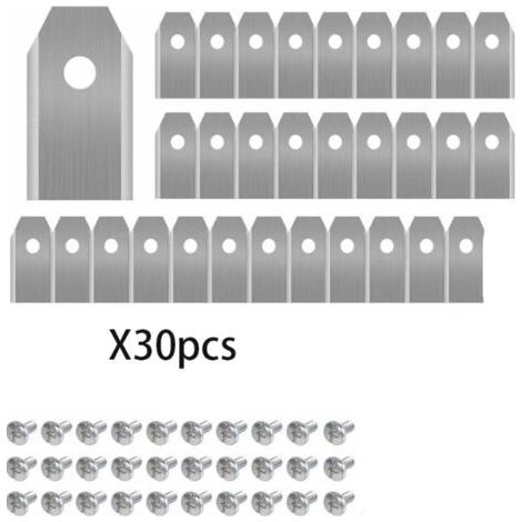 30 x Lames de Couteau en Titane pour Toutes Les Tondeuses Robotiques Husqvarn/Automower/ Yardforce/Gardena(3g-0.75mm) Avec 45 Vis, Lames de Rechange pour Modèles 105,310,315,320,420,430x,r40i (1/4)