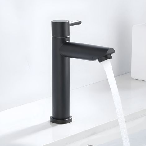 18 cm (7 Zoll) große, mattschwarze Waschtischarmatur. Einhebel-Waschtischarmatur, Einlochmontage, schwarz.