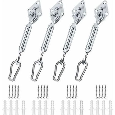 Kit de Fixation Voile d'ombrage, Kit de Fixation pour Voile de Jardin pour Voile D'ombrage en Acier Inoxydable 304 pour Triangle Carré Rectangle et Triangulaires (44 pièces)（M8） (1/5)