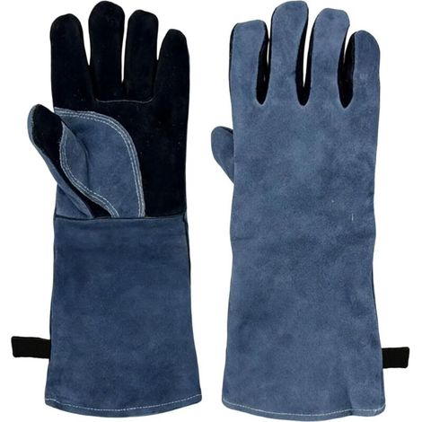 Gants de Barbecue en Cuir Résistant à la Chaleur, Gants Anti Chaleur de Barbecue en Cuir, Résistant à la Haute Température, pour Four, Cheminée, Feu, Soudure