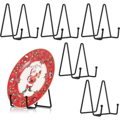 5 Pièces Chevalet Support Présentoir Porte Assiette, Support d'Assiette pour Présentation, Support Assiette Chevalet de Fer pour Plaque, Livre, Photos, Art de table (1/5)