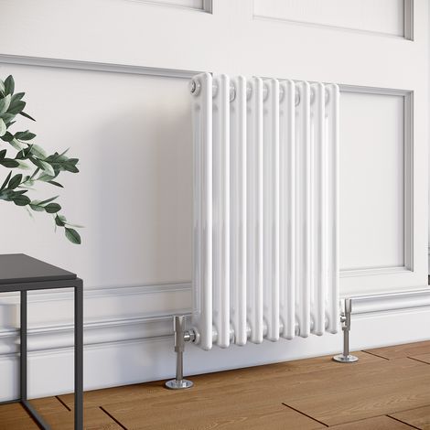 ELEGANT Traditional Radiator 600 x 420mm Horizontal Double Column Cast Iron Style Radiator White (1/5)