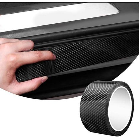 Film carbone adhésif pour seuil de porte voiture 7cm x 3m noir (1/5)