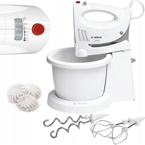 Batteur à main Bosch MFQ3555 Turbo 5 vitesses avec bol rotatif et 4 accessoires