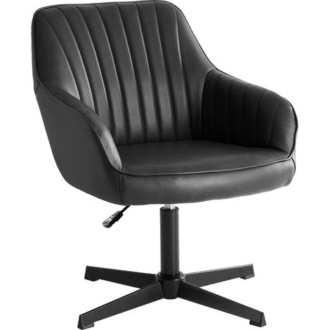 Chaises de Salle à Manger, Fauteuil de Cuisine pivotant et réglable en Hauteur - Fauteuil en Cuir pour Table à Manger avec accoudoirs, Chaise pivotante à 360° en Noir, 2 pièces (1/5)