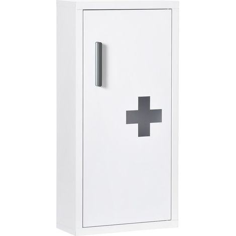 Armoire murale de salle de bain-premiers soins 3 compartiments-fermeture magnétique-blanc-30x12x60cm (1/5)