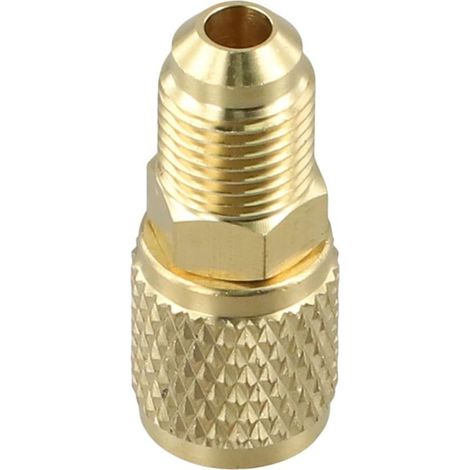 Adaptateur SAE mâle 5/16 x femelle 1/4 en laiton pour systèmes de climatisation R32 R410a R22 – Raccord doré, construction robuste, installation facile, accès sûr à la valve sous pression (1/4)