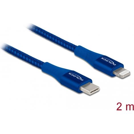 Delock Cable de datos y de carga USB Type-Câ¢ a Lightningâ¢ para iPhoneâ¢, iPadâ¢ y iPodâ¢ azul 2 m MFi