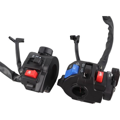 Paire universelle de 7/8 pouces commodo moto noir, interrupteur de klaxon, clignotants et démarrage (1/5)