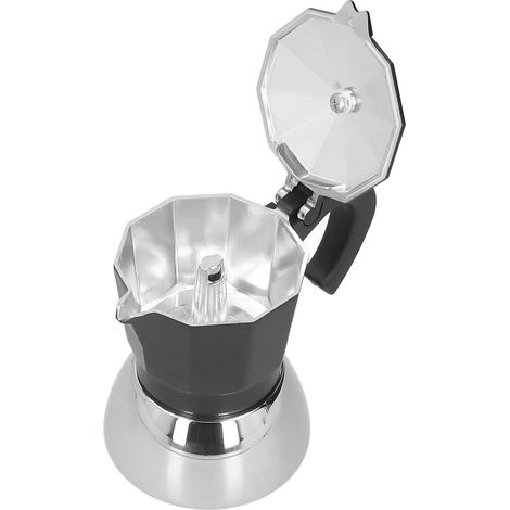 180ML Cafetière Italienne en Aluminium 4 Tasses, Moka Pot Octogonal Noir pour Maison