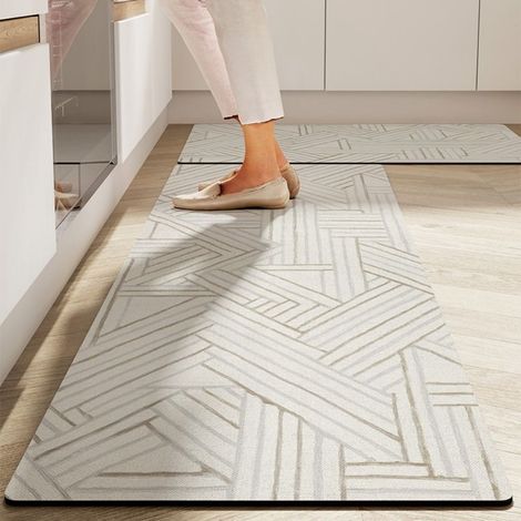 Draperie de couleur claire, 40-20 cm (terre de diatomées) Tapis de cuisine, facile à nettoyer, lavable, en terre de diatomées, absorbant et antidérapant. (1/5)