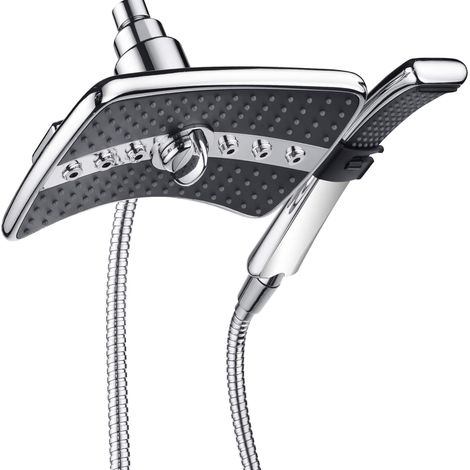 Doppeltes Duschkopf-Set, Handbrausen-Set, schwarzes Finish, 60 Zoll langer Edelstahl-Brauseschlauch, Chrom