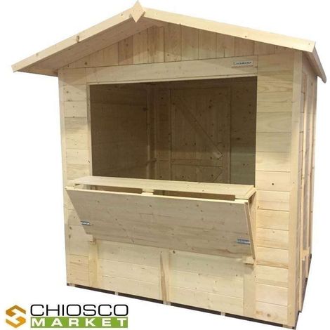 Chiosco Market 222 x 168 cm in legno 1 anta Ardesia Rossa (+â‚ 45,00) - Si (+â‚ 55,00) - 1 Anta ( Inclusa) (1/4)