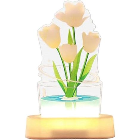 Veilleuse tulipe 3D, lampe de chevet pour la décoration de la chambre A-- (1/5)
