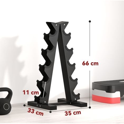 Support pour haltères 10 emplacements, 5 niveaux, acier, 100 kg, noir HAVRYA (1/5)