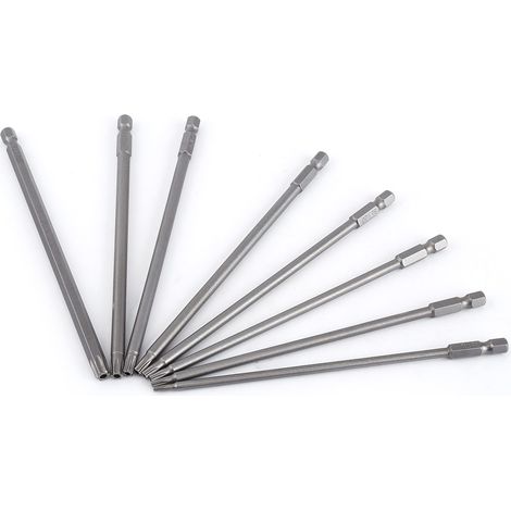 Jeu de 8 embouts de tournevis à tête étoile en acier S2 de 150 mm avec tournevis magnétique