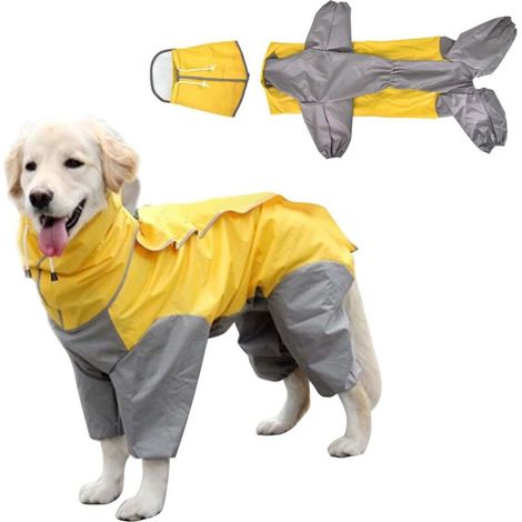 Imperméable pour chien avec capuche, protection pluie et vent – jaune citron