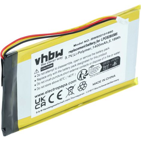 vhbw 1x Akku kompatibel mit Creative Labs Zen Vision M, M 30GB MP3-Player Musik Player (1400 mAh, 3,7 V, Li-Ion)