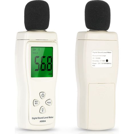 Bardusch - Numérique Sonomètre, Testeur de Décibels Numérique, Décibelmètre Professionnel 30-130dBA, Données Minimum/Maximum, Pile Faible, Écran LCD Rétro-éclairé, Arrêt Automatique, pour Maison Burea (1/5)