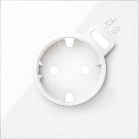 SIMON 10020109-130 Front-Kit mit 1 Element + Basis mit glänzend weißem USB-Ladegerät