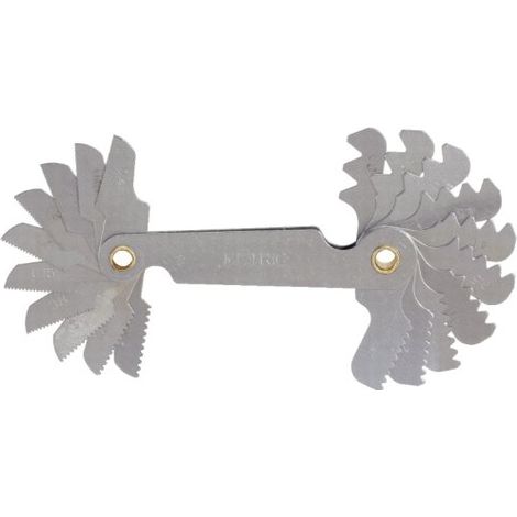 Ks Tools – Jauge d'épaisseur à filetage métallique 20 lames – Acier à ressorts trempé – Longueur 66.5mm – Largeur 12.2mm – Mesures de filetage précises - 20pas