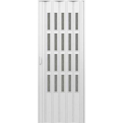 PORTA D'ARREDO PER INTERNO A SOFFIETTO CON VETRO NIAGARA FUME' cm 100 x 214