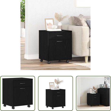 vidaXL Schrank mit Rollen - Rollschrank Schwarze Eiche 45 x 38 x 54 cm Holzwerkstoff (1/5)
