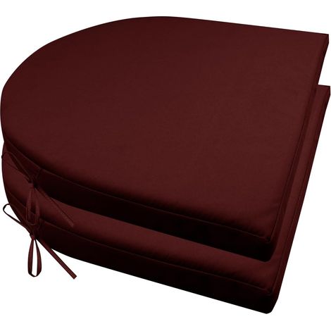 2er Set Stuhlkissen mit Bändern Wasserdicht Rutschfestes Sitzkissen Bequeme Halbrund Sitzpolster für Gartenmöbel Oder Stuhl Wasserdicht Garten 40 x 40 x 4 cm Beige