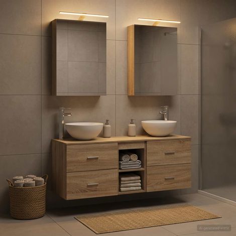 vidaXL Juego de muebles de baño 5 uds. Roble Sonoma (1/5)
