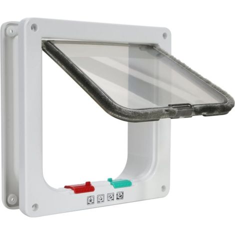 Chatière pour Chat,Magnétique Verrouillable 4 Modes pour Animaux Domestiques Chatons et Chatons Medium Blanc (1/4)