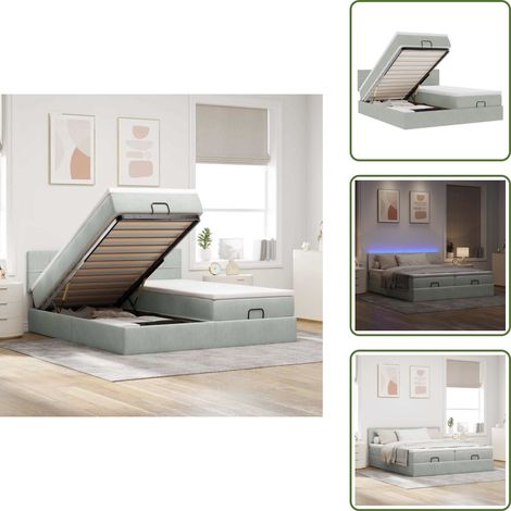 Letto con vano portaoggetti - vidaXL Struttura Letto Pouf con Materassi 160x200 cm in Velluto - Coprimaterasso sfoderabile