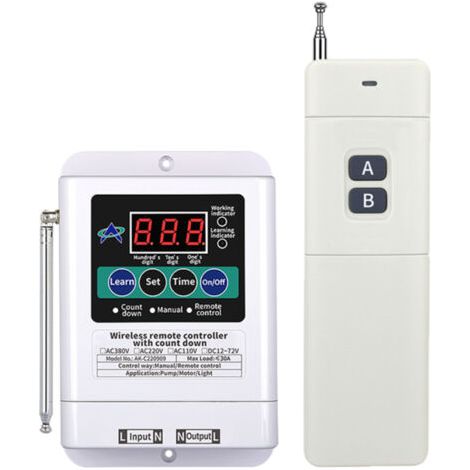 Interrupteur relais de commande à distance sans fil pour éclairage de pompe à eau avec compte à rebours (1/5)