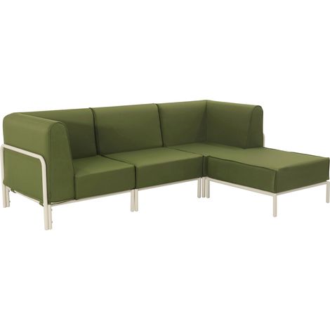 Salon de jardin bas modulable uni 4 places vert kaki - Patio