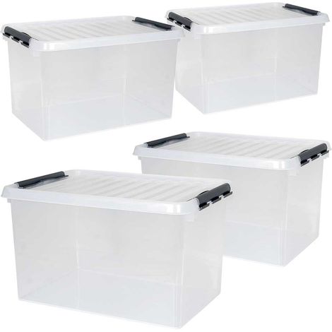 BRB 4x Transparente Ordnerbox mit Deckel, LxBxH 600x400x340 mm