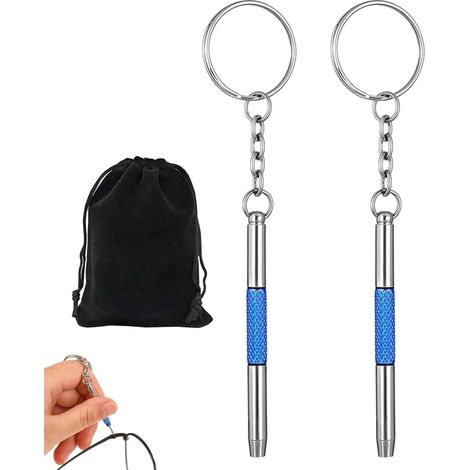 2 Pcs Tournevis pour Lunettes, 3 En 1 Tournevis Lunettes Opticien Pour Lunettes, Mini Tournevis À Deux Bouts, Porte Clés De Poche Pour Lunettes, Montres, Avec sac de rangement (1/5)