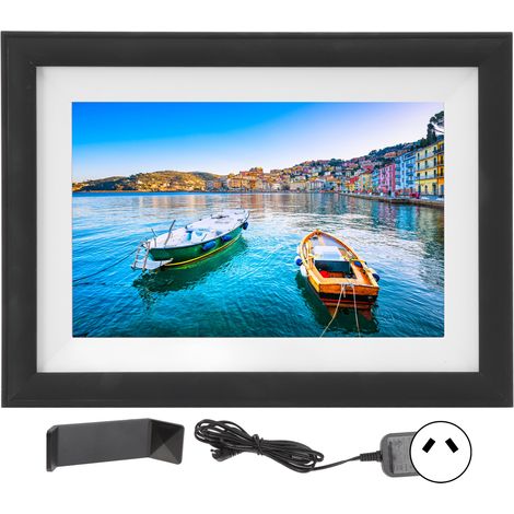 Cadre photo numérique HD 10 pouces WiFi, bois, 16Go, transmission intelligente avec support, écran album électronique pour maison, prise AU 100-240V noir (1/5)