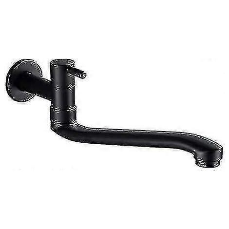 Robinet mitigeur mural noir pour lavabo, robinet d'eau froide pour machine à laver, balai, piscine, robinets de jardin (21 cm) (1/5)