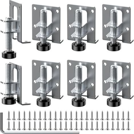 Lot de 8 pieds de meubles réglables 55/102 mm - Pieds de nivellement de meubles robustes - Pieds réglables en hauteur pour meubles avec 48 petites vis et 1 clé Allen pour armoires, étagères, armoires (1/5)