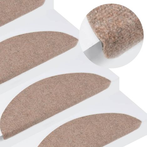 10 pcs Tapis d'escalier auto-adhésif, Tapis de marches, Marchettes D'escalier beige 56x17x3 cm MKS28647 (1/5)