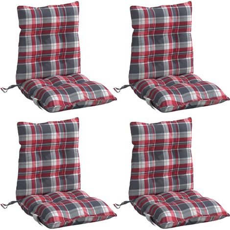 Cuscini Sedia Schienale Basso 4 pz Quadri Rosso Tessuto Oxford vidaXL (1/4)