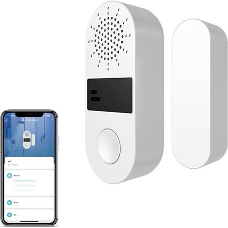 Capteur de porte WiFi intelligent, aucun hub nécessaire, alarme de porte sans fil avec sirène puissante de 130 dB avec notifications téléphoniques en temps réel
