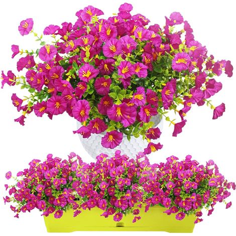 Lot de 6 Plantes Artificielles Extérieur, Fleurs Artificielles Balcon Résistantes aux UV, Fausses Plantes Décoration Printemps Automne pour Balcon, Jardin et Intérieur, sans Entretien (1/5)