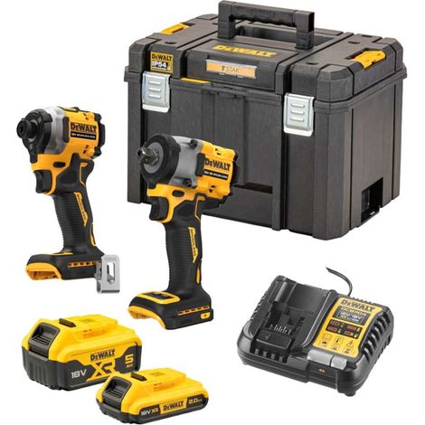 DeWALT - Set de clés à chocs sans fil, batteries et chargeur, 6 pièces DCF850NA (1/5)