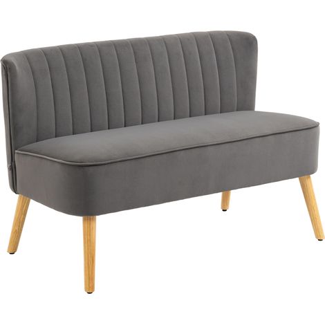 Retro-Sofa, 2-Sitzer, Holzbeine, Maße 117 x 56,5 x 77 cm, dunkelgrau