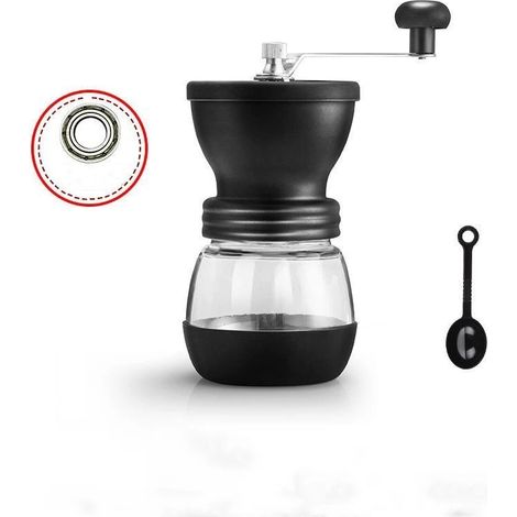 Moulin à café manuel portable en céramique avec mouture réglable pour expresso, cafetière à piston et café filtre, idéal pour la maison, le bureau et les voyages.-AquaForge (1/4)