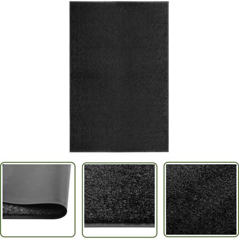 The Living Store Paillasson lavable Noir 120x180 cm - Tapis D'entrée - Paillasson Extérieur - Paillasson Intérieur - Tapis Absorbant - Tapis Antidérapant (1/5)