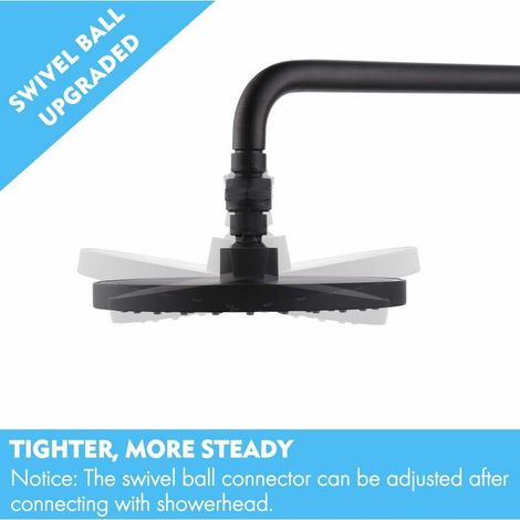 VURAHOME - Raccord de douche rotule pomme de douche rotule adaptateur laiton extension de bras de douche réglable assemblage universel chrome poli (PSB101 noir mat) (1/4)