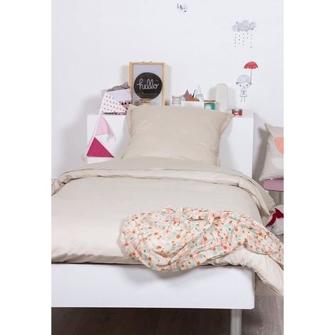 Housse de Couette - COTE DECO - Unie Coton - 140x200 cm - Ficelle - 57 fils/cm²