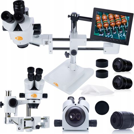 Microscopio estereosc贸pico trinocular sobre p贸rtico Jupiter Pro MSJP-T-SDMS1 + pantalla de 8" + soporte para pantalla
