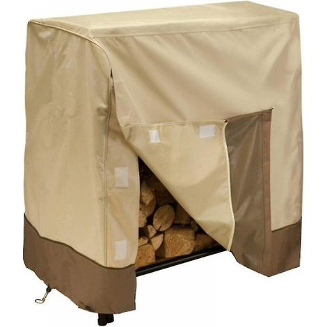 Étagère de rangement pour bois de chauffage avec bâche imperméable - Housse en bois imperméable - Marron (1/4)